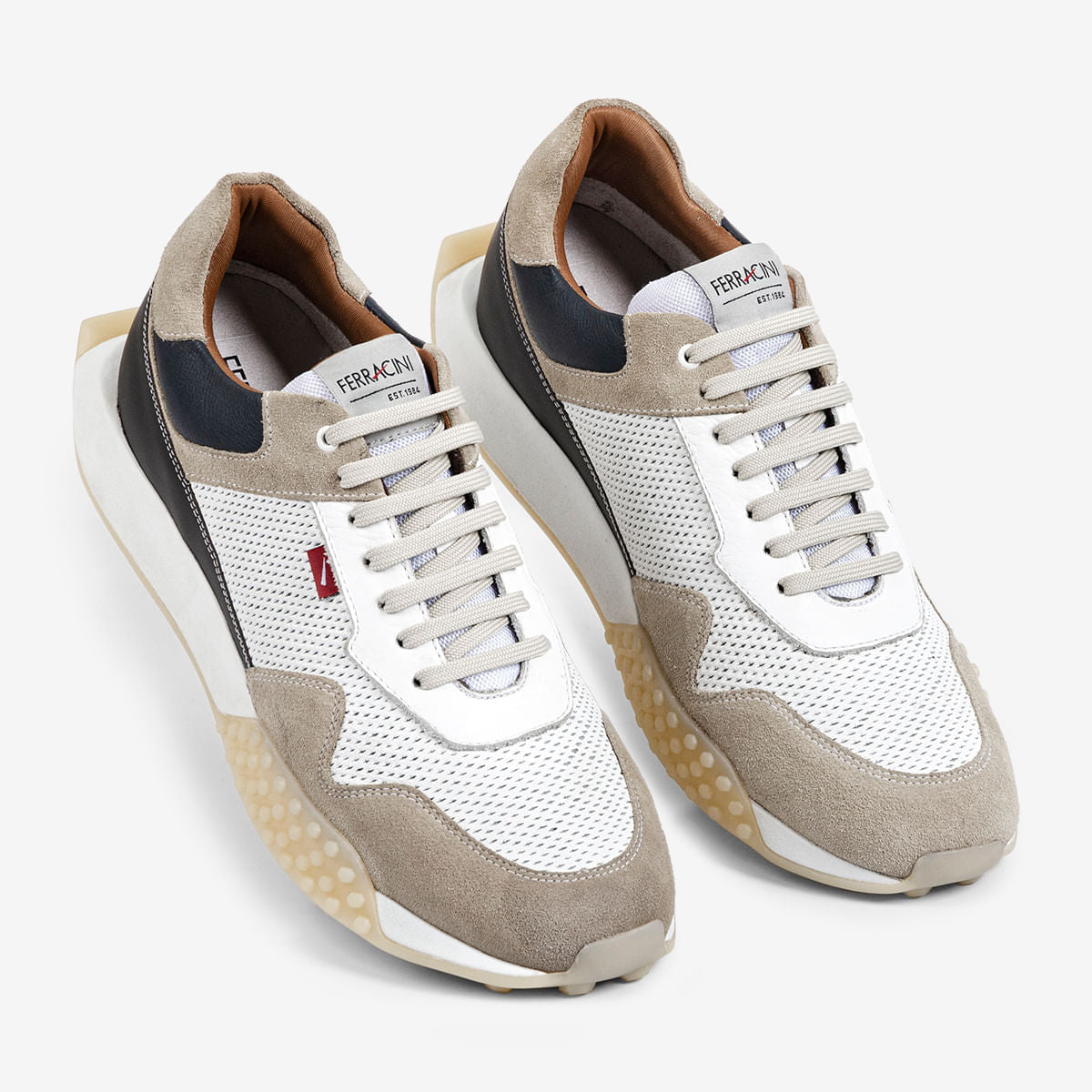 Sneaker Masculino Branco e Areia Racer |