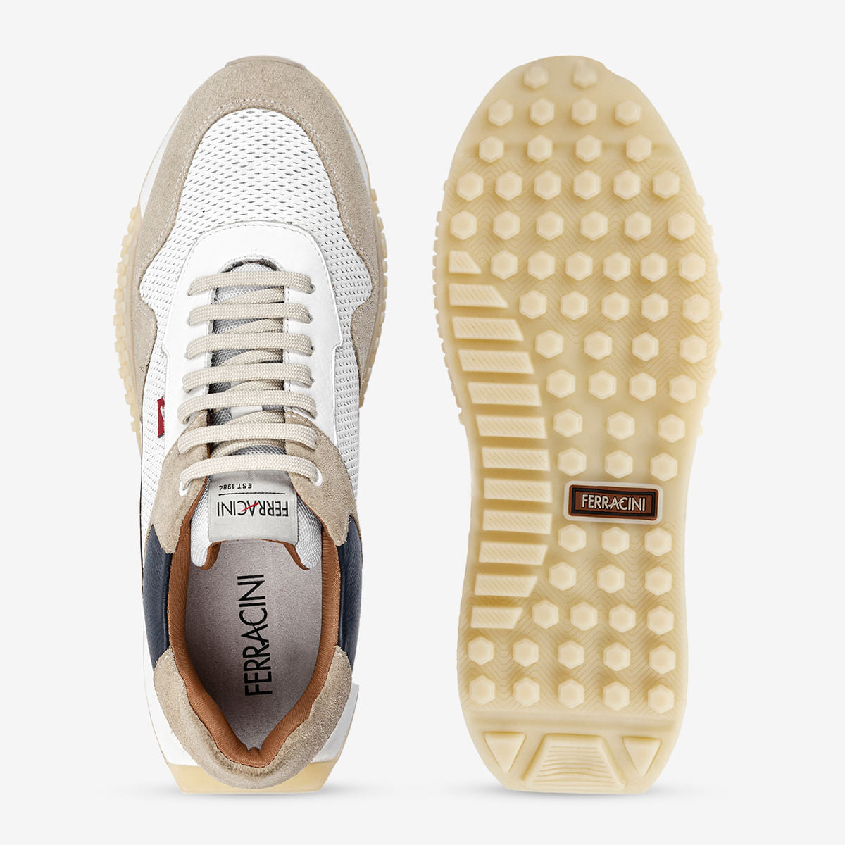 Sneaker Masculino Branco e Areia Racer |